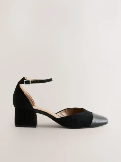 Zwart suède - Toe Cap Block Heels
