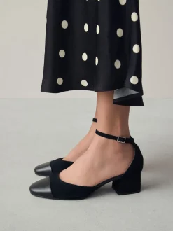 Zwart suède - Toe Cap Block Heels