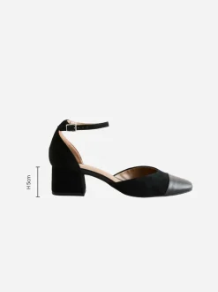 Zwart suède - Toe Cap Block Heels