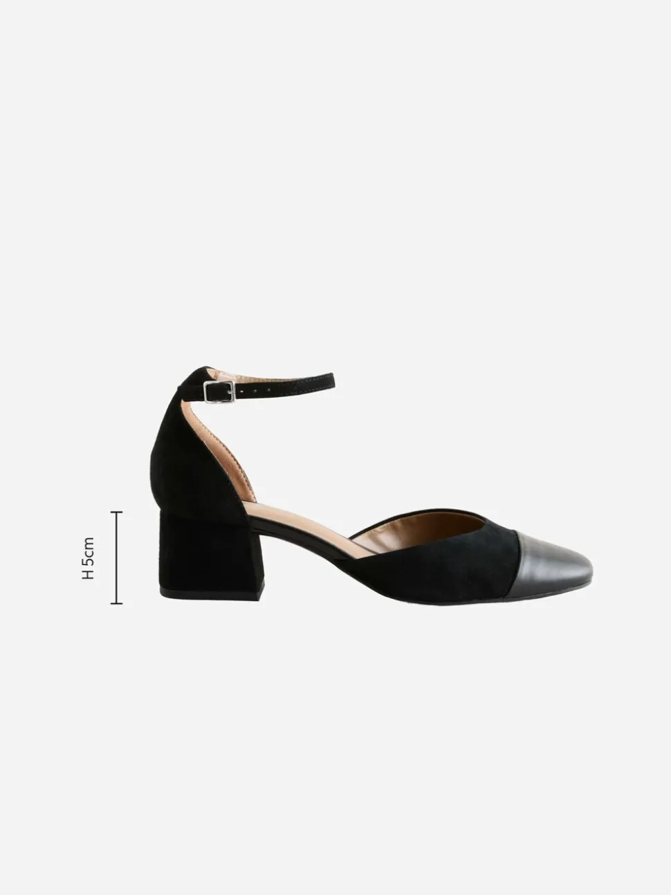 Zwart suède - Toe Cap Block Heels