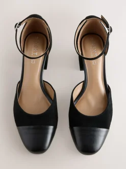 Zwart suède - Toe Cap Block Heels