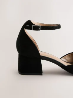 Zwart suède - Toe Cap Block Heels