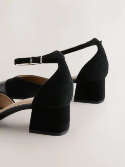 Zwart suède - Toe Cap Block Heels