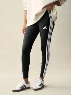 Zwart wit - adidas Essentials katoenen legging met 3 strepen