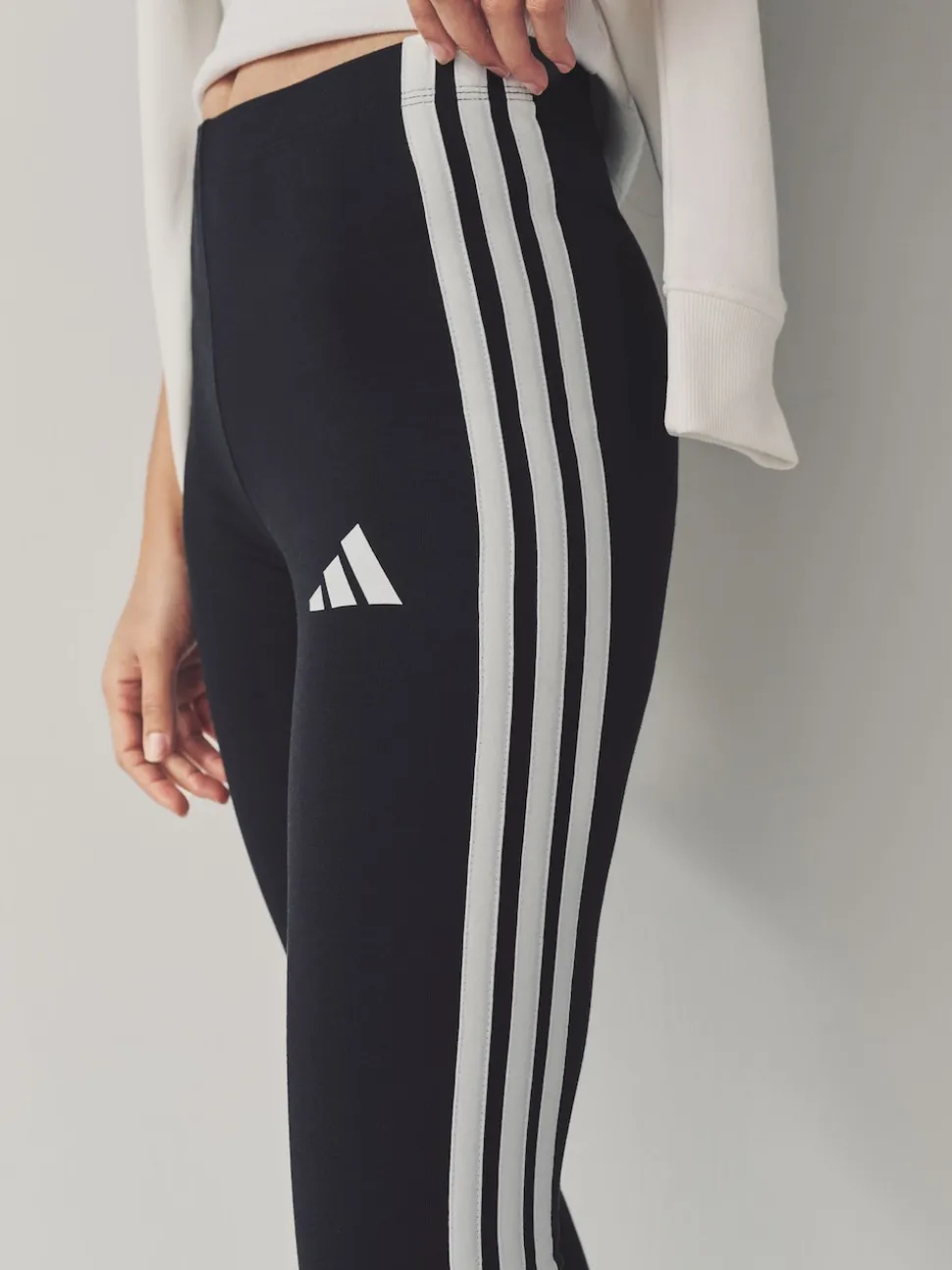 Zwart wit - adidas Essentials katoenen legging met 3 strepen