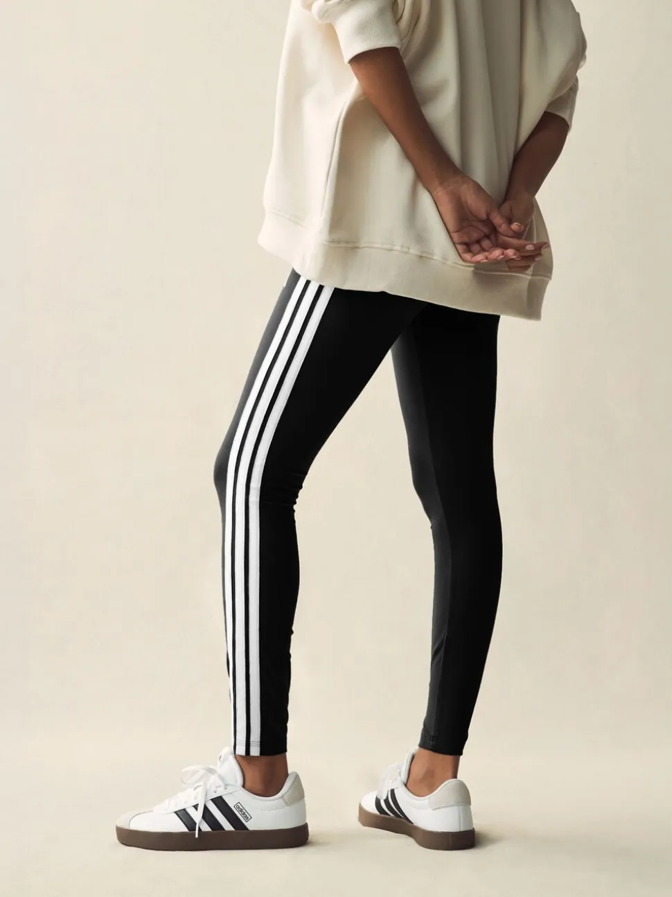 Zwart wit - adidas Essentials katoenen legging met 3 strepen