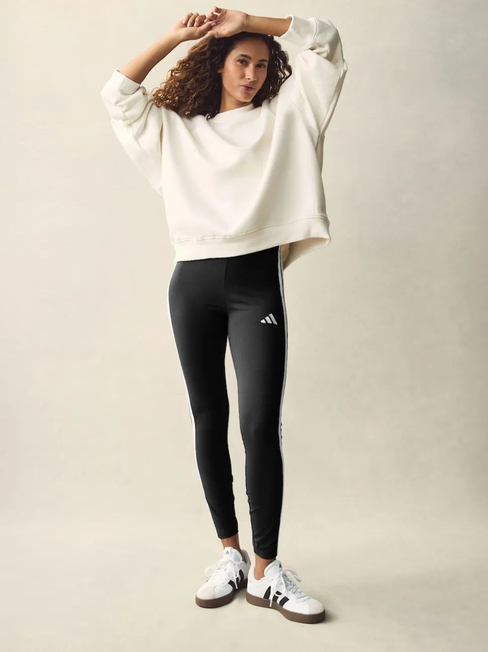 Zwart wit - adidas Essentials katoenen legging met 3 strepen