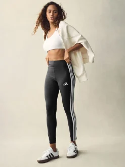 Zwart wit - adidas Essentials katoenen legging met 3 strepen