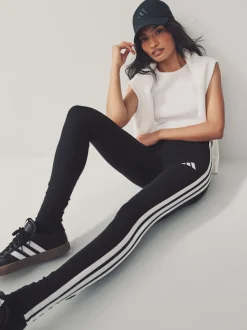 Zwart wit - adidas Essentials katoenen legging met 3 strepen