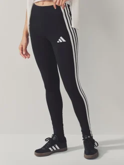 Zwart wit - adidas Essentials katoenen legging met 3 strepen