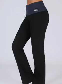 Zwart-antraciet - Pineapple jersey broek met vouwtailleband voor dames