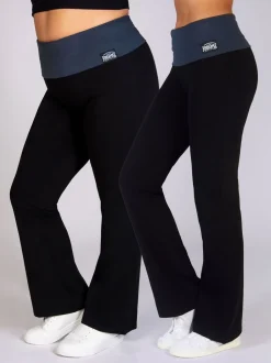 Zwart-antraciet - Pineapple jersey broek met vouwtailleband voor dames