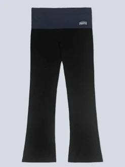 Zwart-antraciet - Pineapple jersey broek met vouwtailleband voor dames