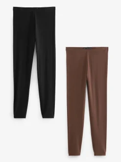 Zwart/bruin - Set van 2 lange leggings