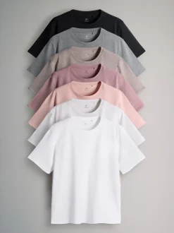 Zwart/Bruin/Taupe/Roze/Lichtroze/Crème/Wit - The Set 7 Pack Essential T-Shirts