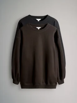 Zwart/chocoladebruin - The Set 2 Pack Longline Crew Neck Sweatshirt