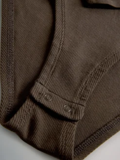 Zwart/chocoladebruin/crème - The Set 3 Pack Ribbed Long Sleeve Bodysuits