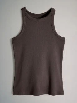 Zwart/chocoladebruin/taupebruin/streep/wit - The Set 5 Pack Racer Ribbed Vests