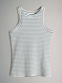 Zwart/chocoladebruin/taupebruin/streep/wit - The Set 5 Pack Racer Ribbed Vests