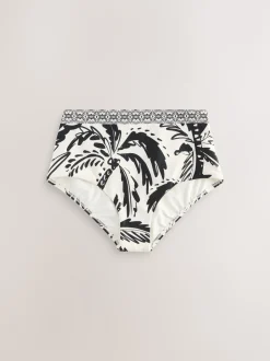 Zwart/Crème Palm - Bikini broekje met print