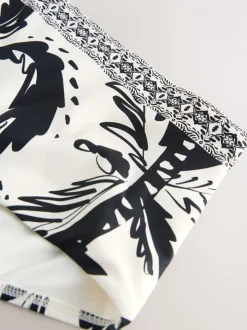 Zwart/Crème Palm - Bikini broekje met print