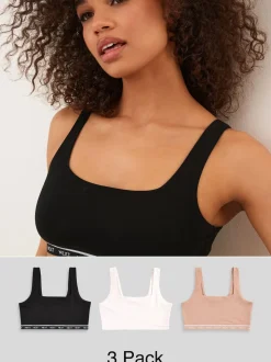 Zwart/crème/praline huidskleur - Gewatteerde cropped tops met ultiem comfort