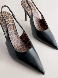 Zwart/dierenprint - Forever Comfort® puntige schoenen met hielbandje