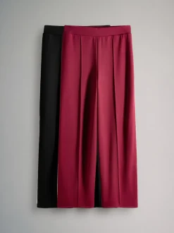 Zwart/donkerrood - The Set Modal Straight Leg Joggers 2 Pack