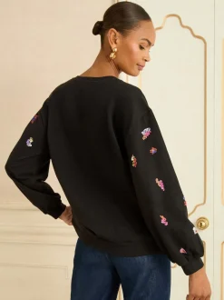 Zwarte en veelkleurige Pailletten - Love & Roses Christmas Jersey Sweatshirt