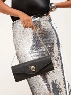Zwarte glitter - Lipsy Clutch Bag