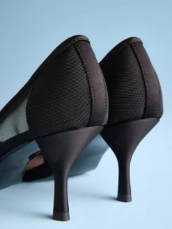 Zwarte mesh - Tabitha Simmons x Next Mary Grace Leather Chisel Toe Court Heels