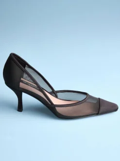 Zwarte mesh - Tabitha Simmons x Next Mary Grace Leather Chisel Toe Court Heels