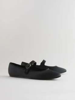 Zwarte satijn - Forever Comfort Round Toe Buckle Detail Mary Jane Shoes