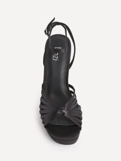 Zwarte satijn - Linzi Socialite Strappy Platform Heeled Sandals