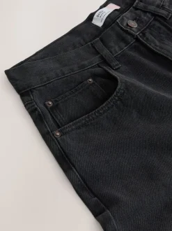 Zwarte wassing - Baggy jeans met wijde pijpen en halfhoge taille