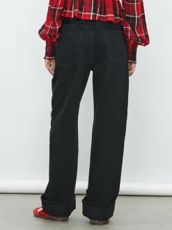 Zwarte wassing - Boyfriend-jeans met omslag