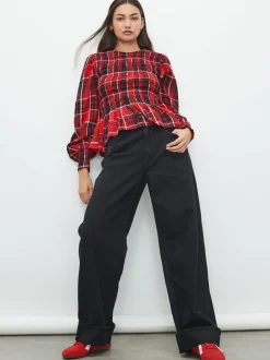Zwarte wassing - Boyfriend-jeans met omslag