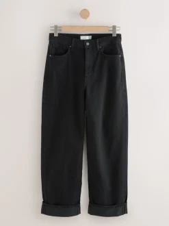 Zwarte wassing - Boyfriend-jeans met omslag