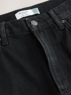 Zwarte wassing - Boyfriend-jeans met omslag