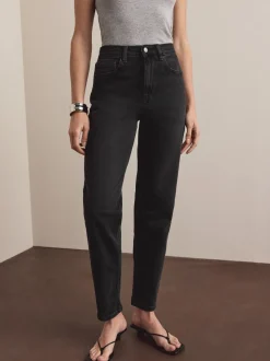 Zwarte wassing - Mom Comfort Jeans met Stretch Column
