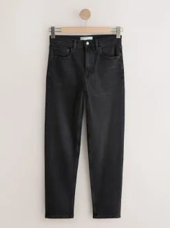 Zwarte wassing - Mom Comfort Jeans met Stretch Column