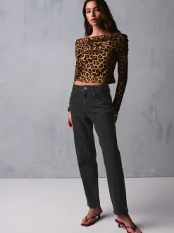Zwarte wassing - Mom comfort stretch jeans