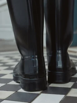 Zwartglanzend - Premium Faux Fur Lined Knee High Wellies