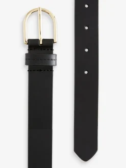 Zwart/goud - Standaard leren riem