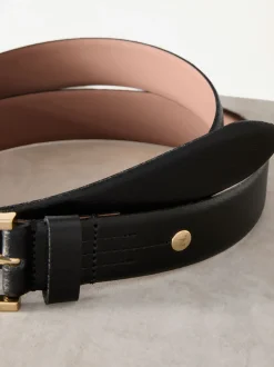 Zwart/goudkleurig - N. Premium riem van Italiaans leer