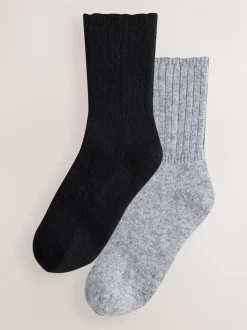 Zwart/grijs - Containing Merino Wool Ankle Socks 2 Pack