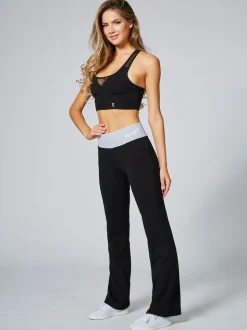 Zwart/grijs - Pineapple jersey bootcut-broek met contrasterende tailleband voor dames