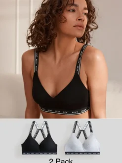 Zwart/grijs - Ultimate Comfort Cotton Non Wired Padded Bras 2 Pack