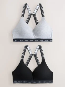 Zwart/grijs - Ultimate Comfort Cotton Non Wired Padded Bras 2 Pack