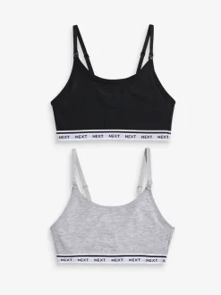 Zwart/grijs - Zwangerschap en borstvoeding cropped ultiem comfort tops verpakking van 2